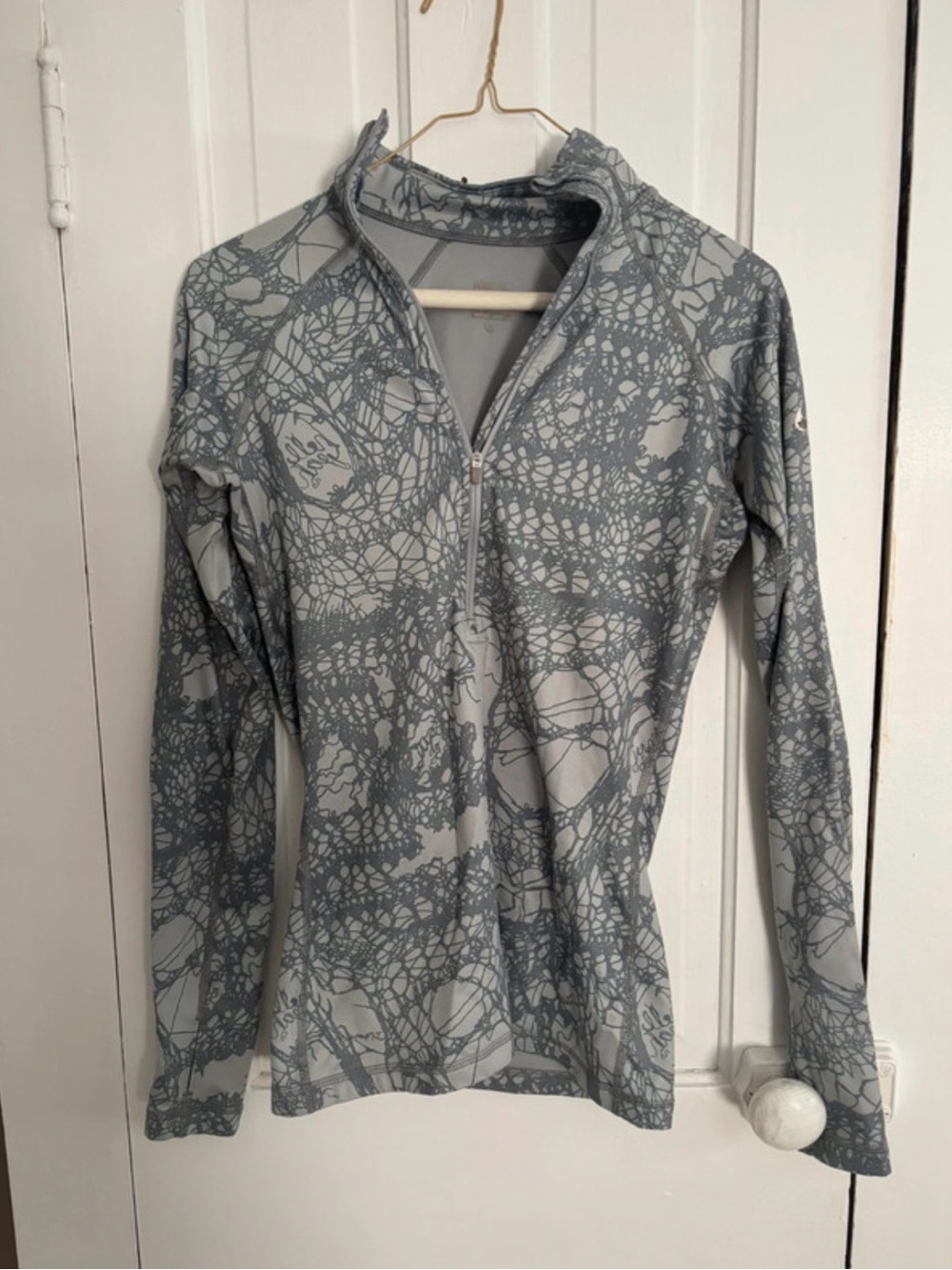 Nike Women's Gray Abstract-Print Quarter Zip Pullover